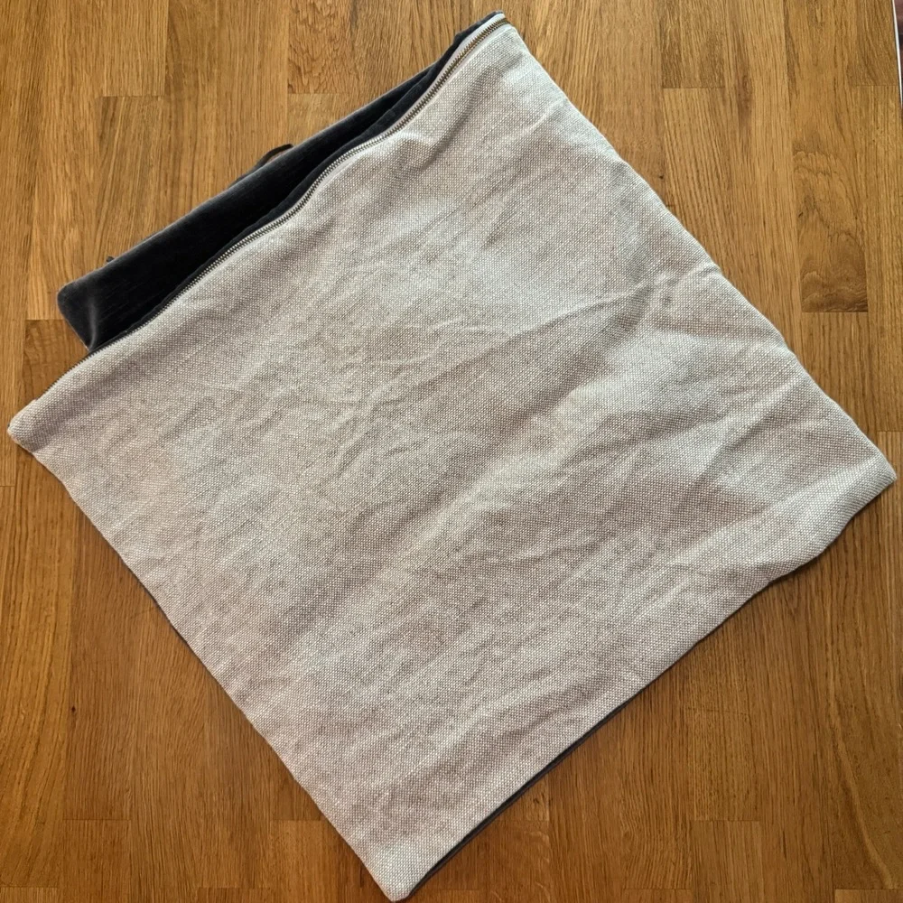 Restoration Hardware Vintage Velvet and Belgian Linen Contrast Pillow Cover